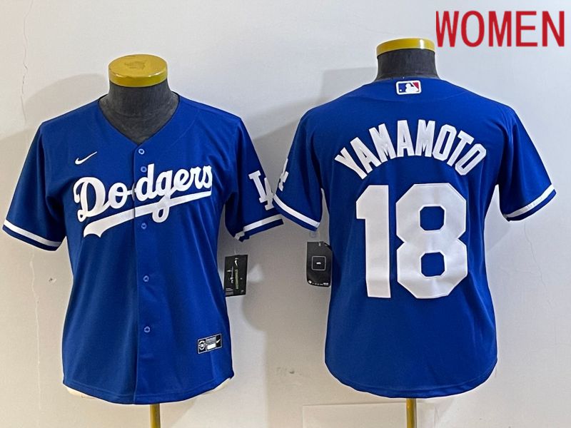 Women Los Angeles Dodgers #18 Yamamoto Blue Nike Game MLB Jersey style 1